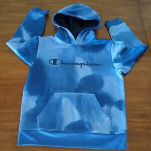Champion Boys blue  tie-dye  pullover long sleeve Hoodie sweatshirt size 11/12